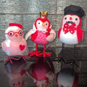 Set of 4 - Spritz Valentine’s Day Bird Figures Target King Lovers Red Hearts